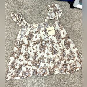 Blu Pepper Ruffled Floral Blouse NWT 1XL